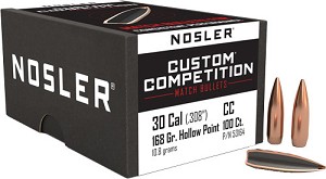 Nosler 30 Cal 168gr CstCmp HPBT (100 ct)